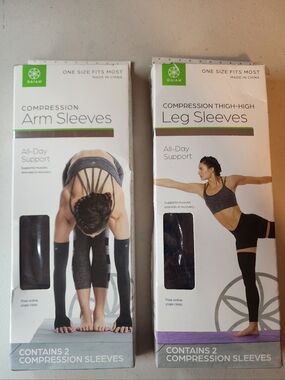 Gaiam Compression Set Arm & Leg Ssleevs Yoga Pilates Barre Dance Exercise New